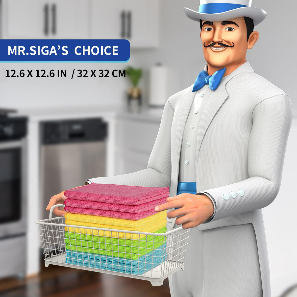 MR.SIGA Microfiber Cleaning Cloth, 12 Pack, 12.6" x 12.6"