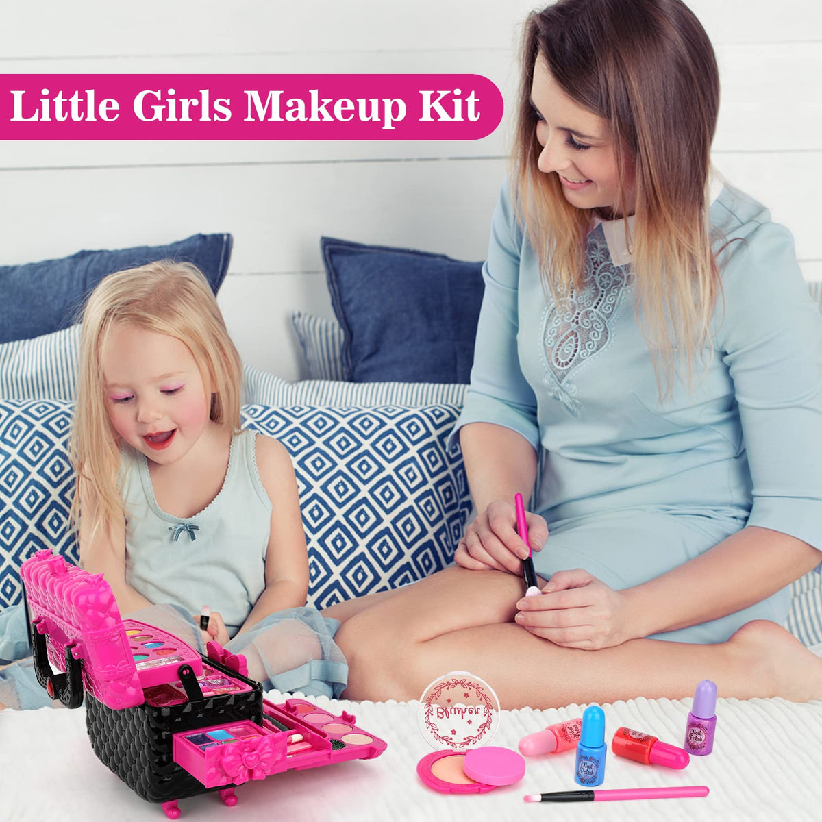 Teensymic Kids Makeup Kit for Girls, 54 Pieces, Washable, Ages 3-13