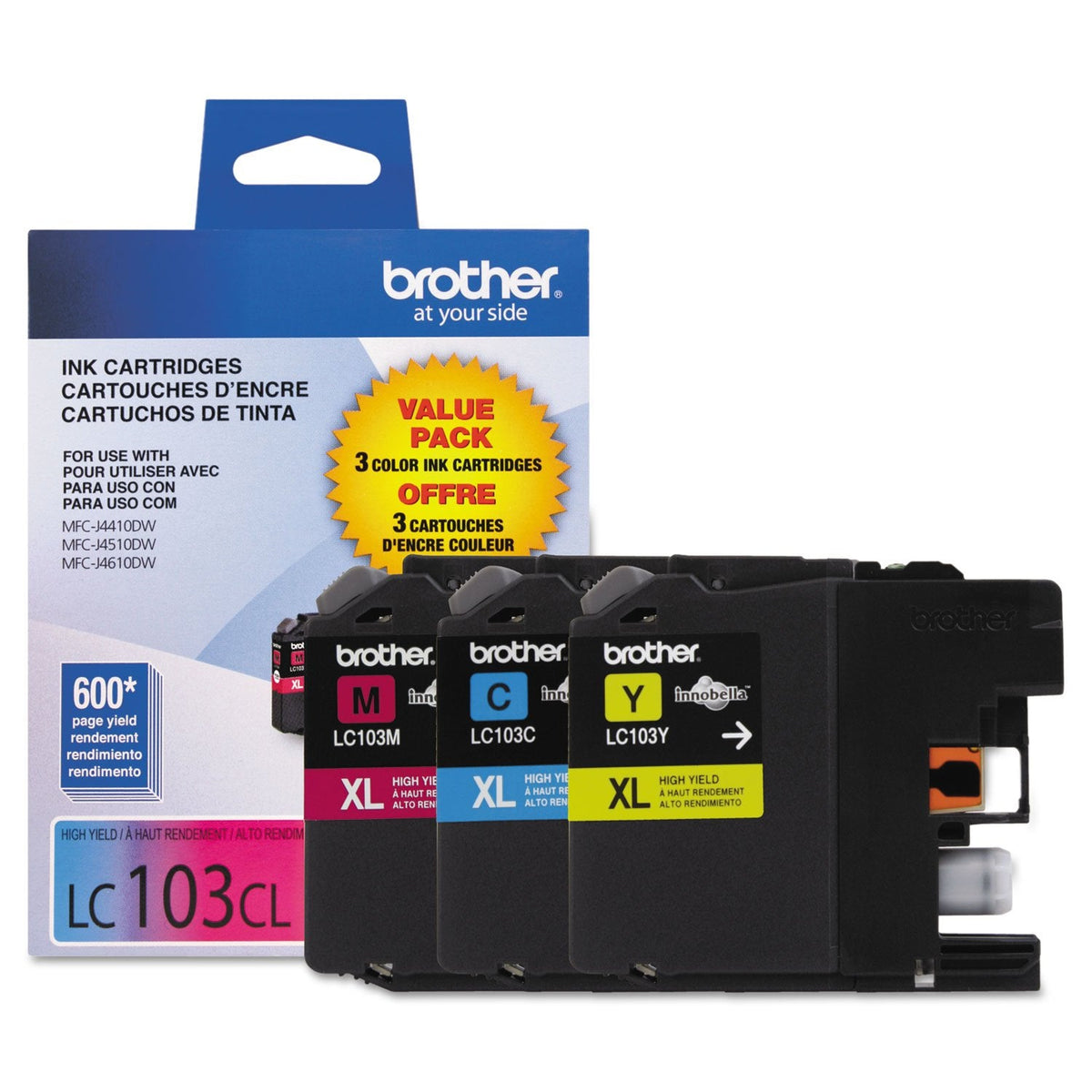 Brother LC1033PKS High Yield Colour Ink Cartridges, 3-Pack