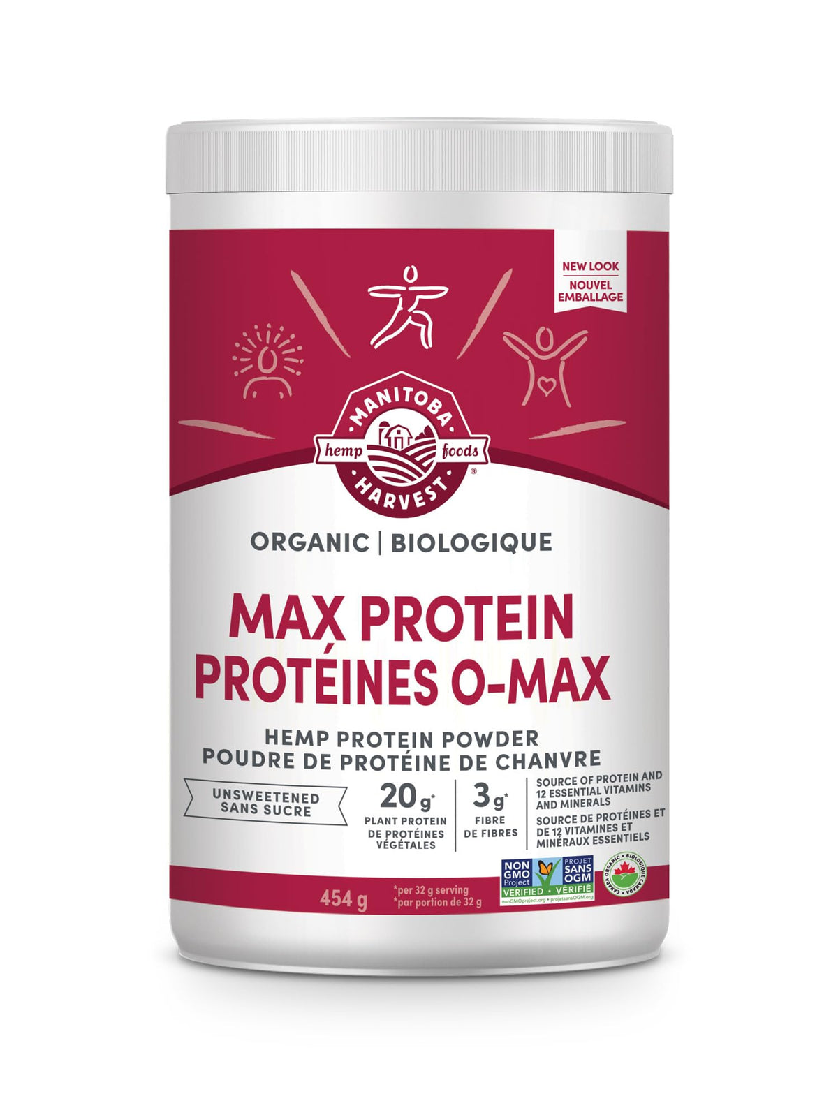 Manitoba Harvest Organic Max Protein Powder, Unsweetened, 454g