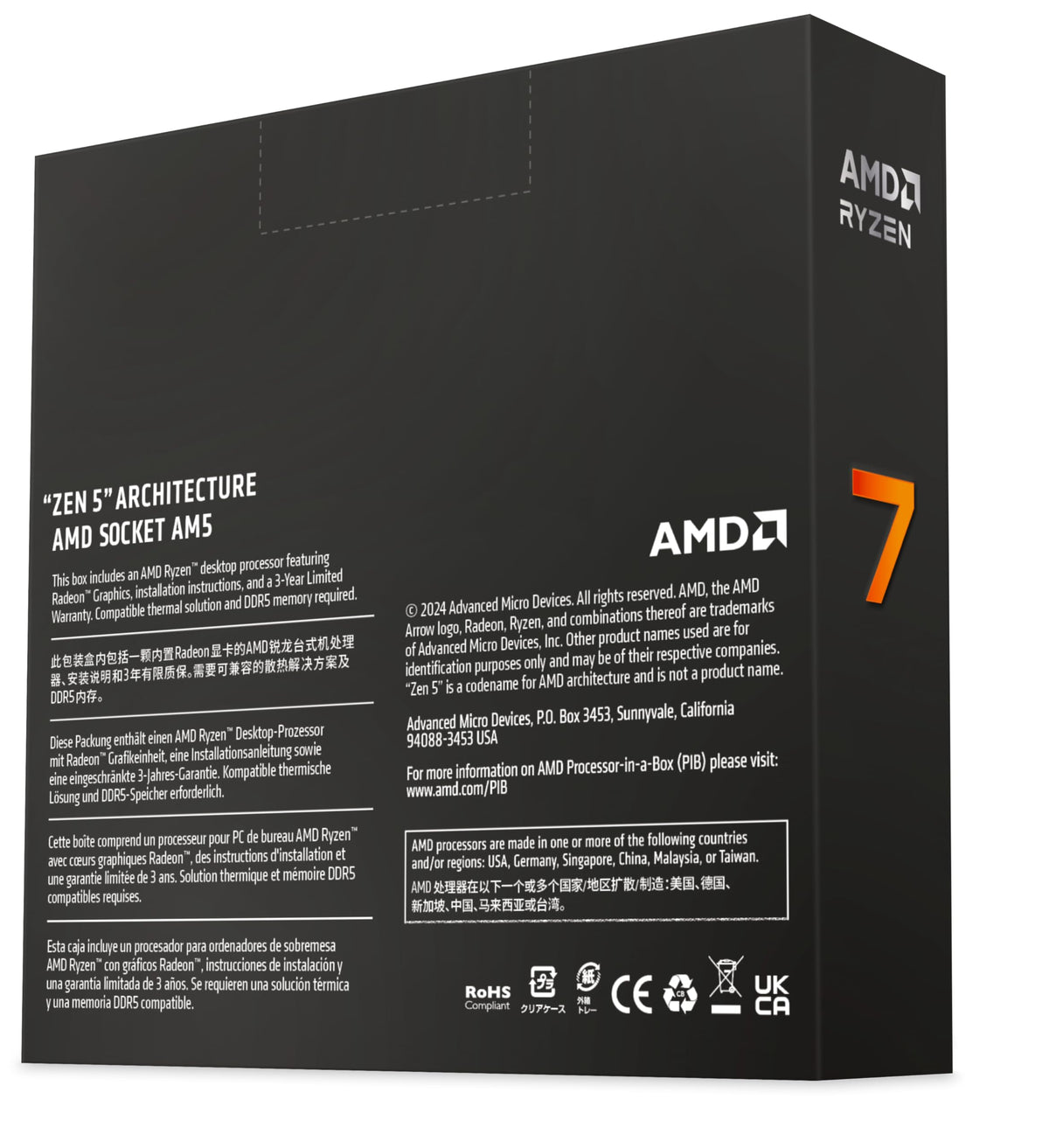 AMD Ryzen 7 9700X 8-Core, 16-Thread Unlocked Desktop Processor