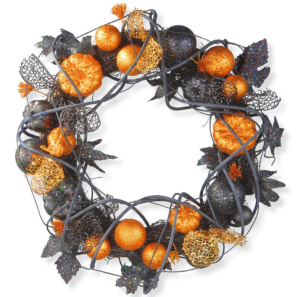 National Tree Company Artificial Halloween Pumpkin Wreath, 20 in