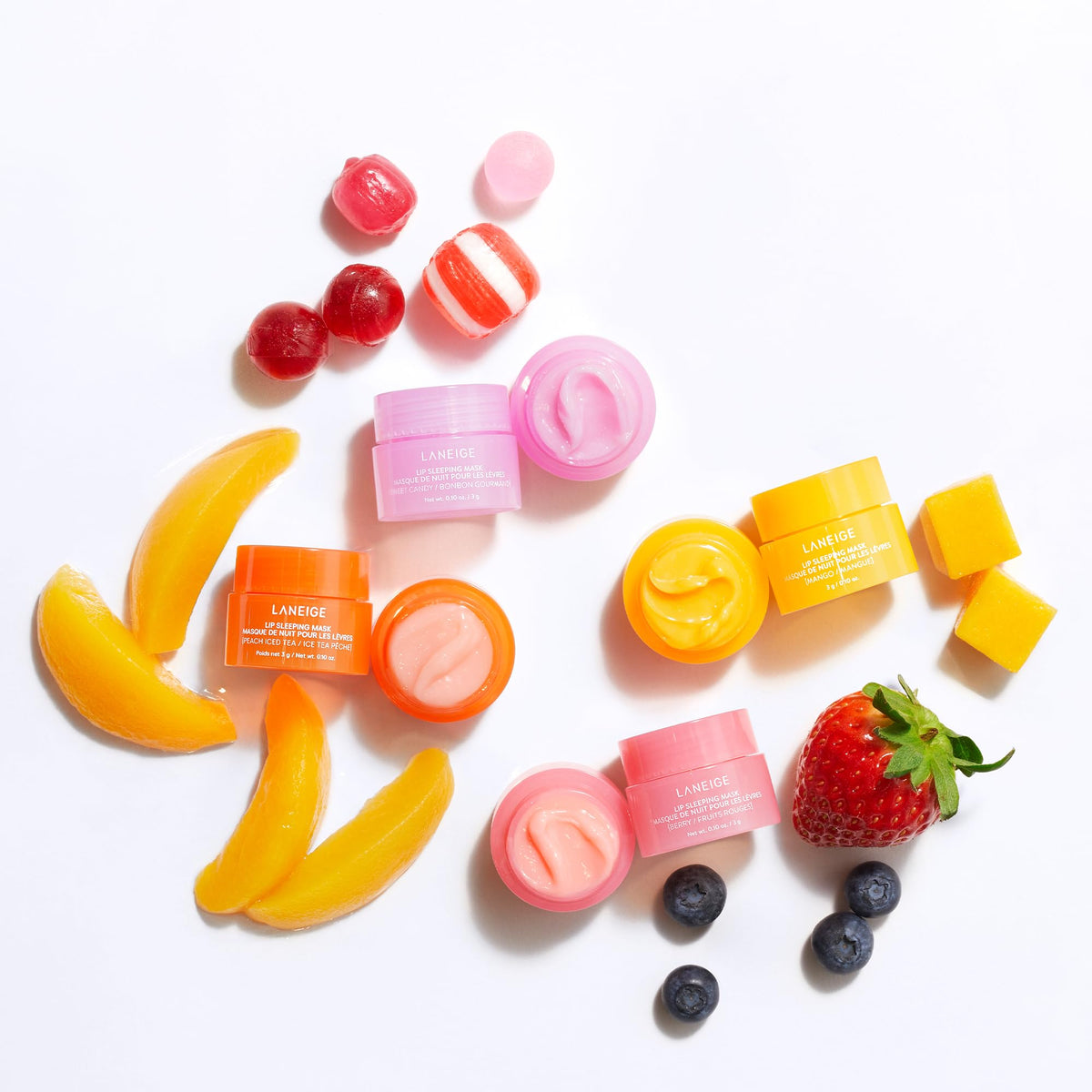 Laneige Dreamy Lip Sleeping Mask Kit, Berry, Sweet Candy, Mango, Peach