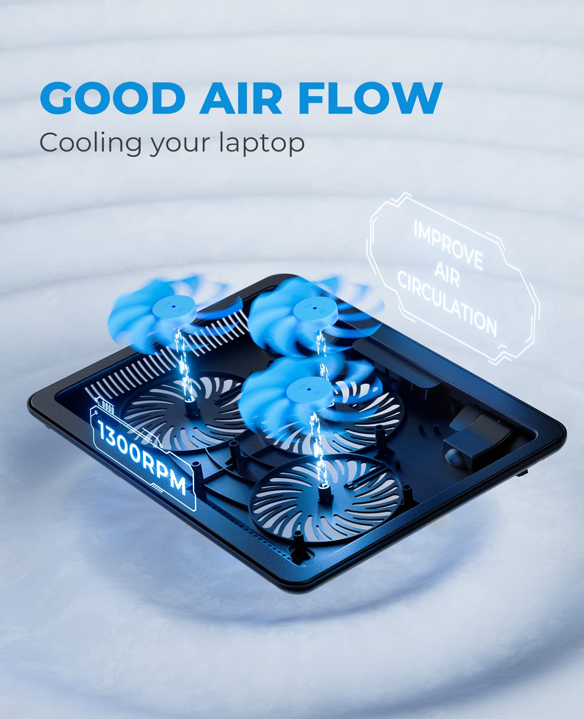 HAVIT HV-F2056 Laptop Cooling Pad, 15-17 Inch, 3 Fans, Black and Blue