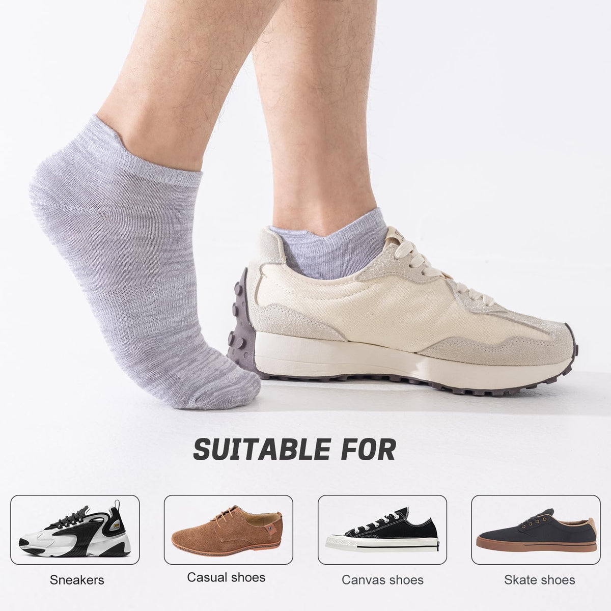 Niorasen Bamboo Low Cut Ankle Socks, Multicolour, Size 9-11 (6 Pairs)