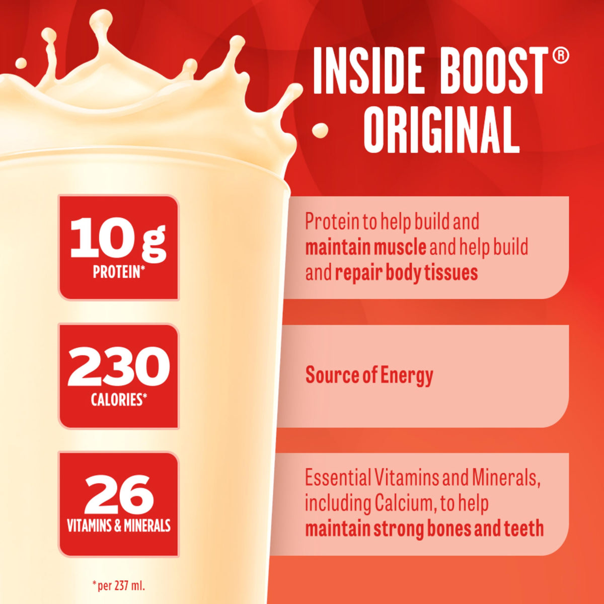 Boost Original Meal Replacement Drink, Vanilla, 237mL, 24 Pack