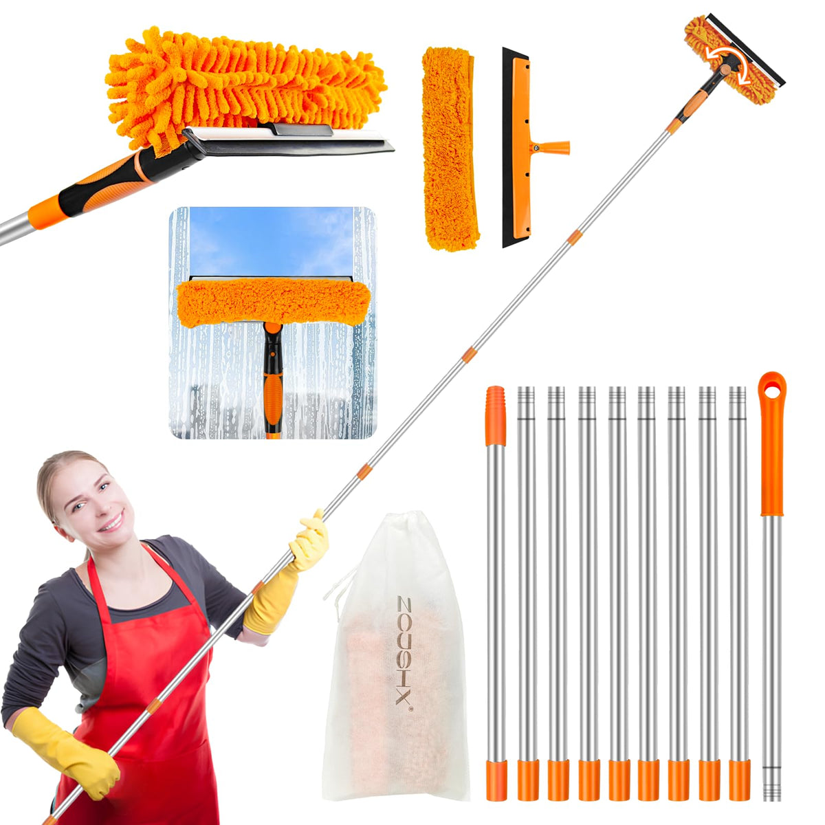 Double-Sided Window Squeegee Cleaning Kit, 2-in-1