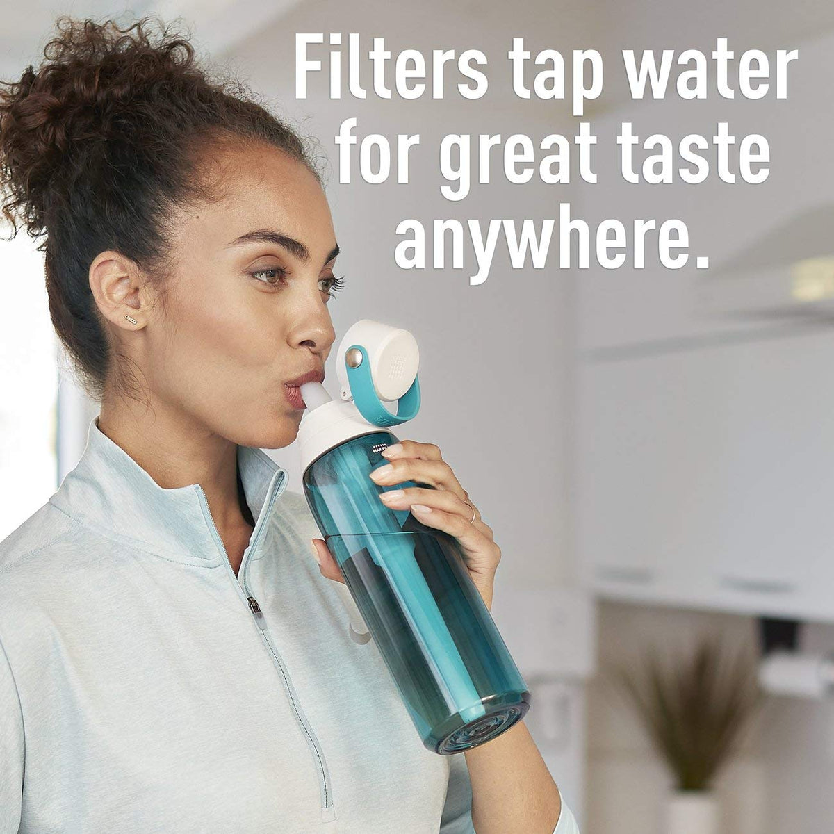Brita Filtering Water Bottle with Straw, 26 oz, Sea Glass