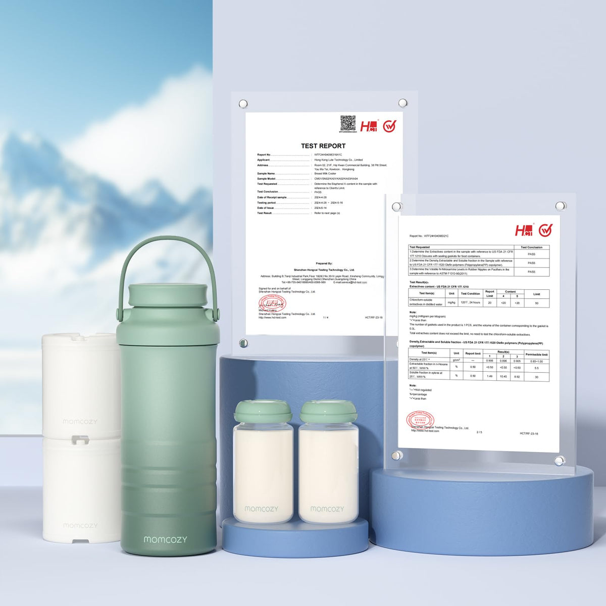 Momcozy Portable Breast Milk Cooler with 2 Bottles, 22 oz