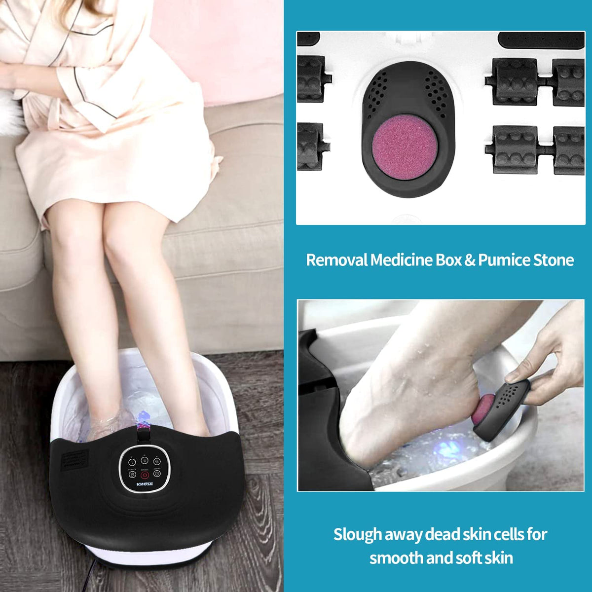 Collapsible Foot Spa Bath with Heat, Bubbles and Remote Control