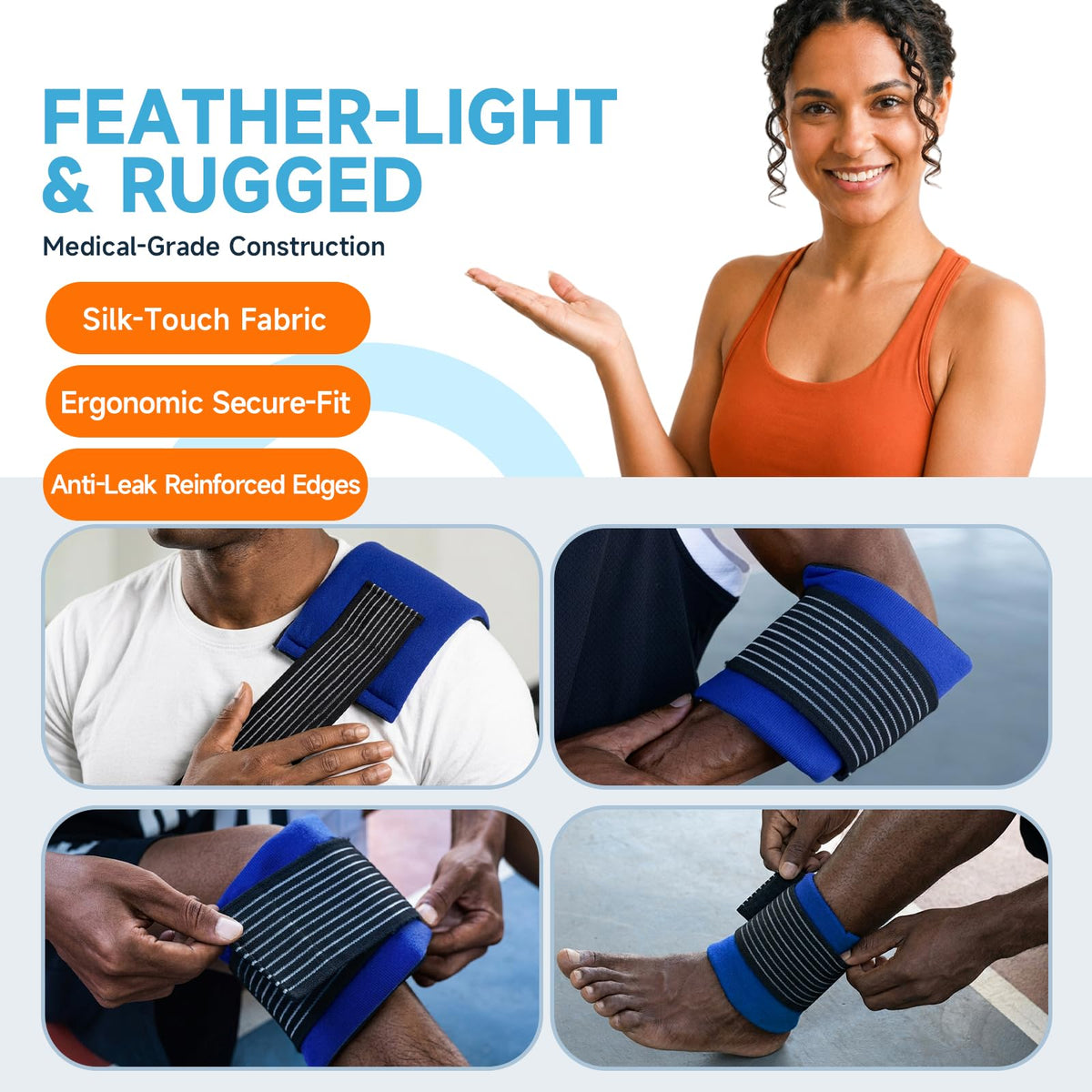 Bicaree Reusable Cold Gel Ice Packs, 3-Piece Set