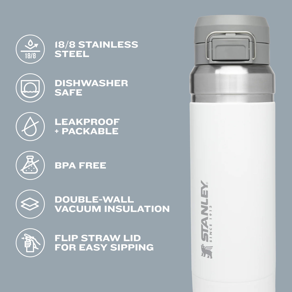 Stanley Quick Flip GO Water Bottle, 24oz, Azure