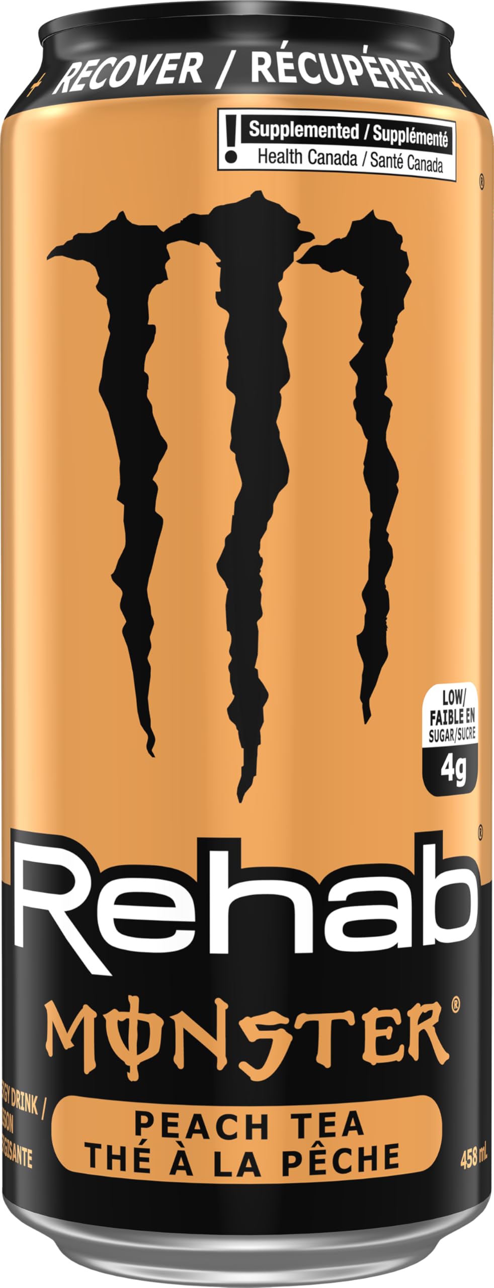 Monster Energy Rehab Peach Tea, 458 mL Cans, 12 Pack