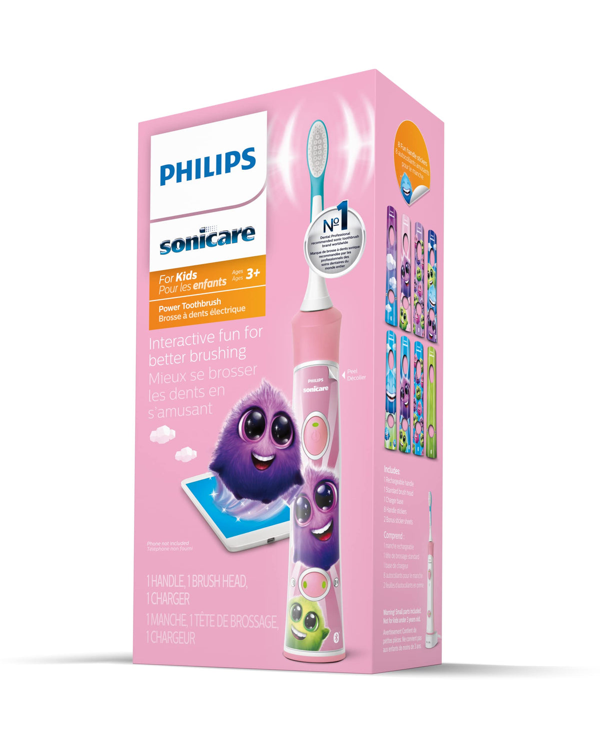 Philips Sonicare for Kids Rechargeable Toothbrush, Pink, HX6351/41