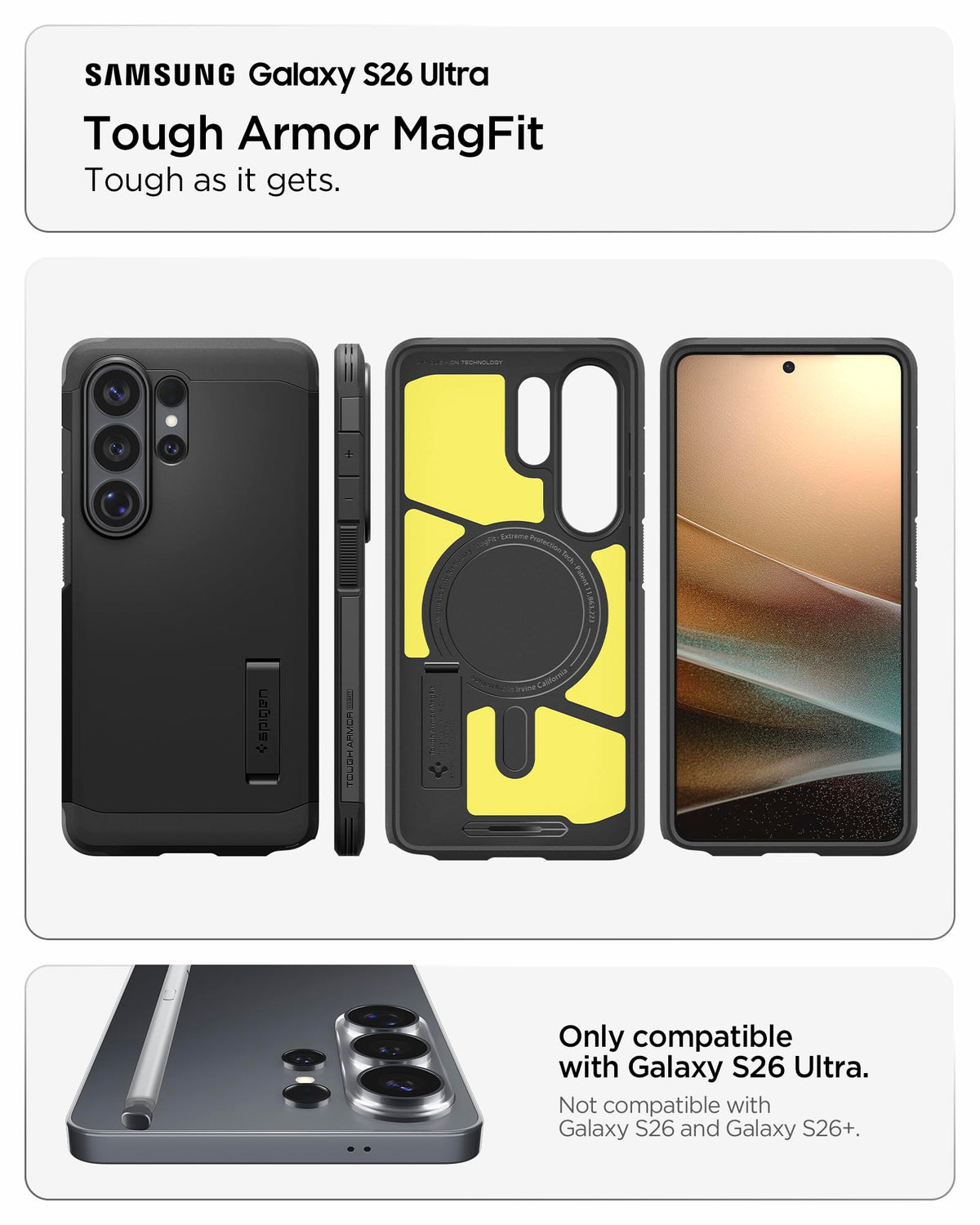 Spigen Tough Armor MagFit Case for Galaxy S26 Ultra, Black