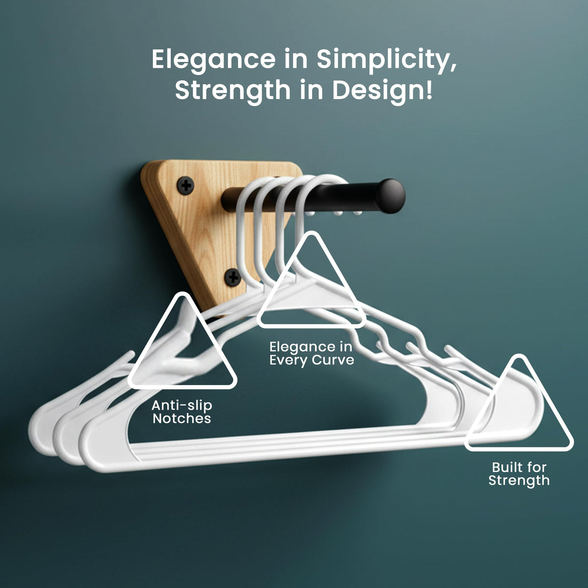 Utopia Home Plastic Hangers with Shoulder Grooves, 30-Pack, White