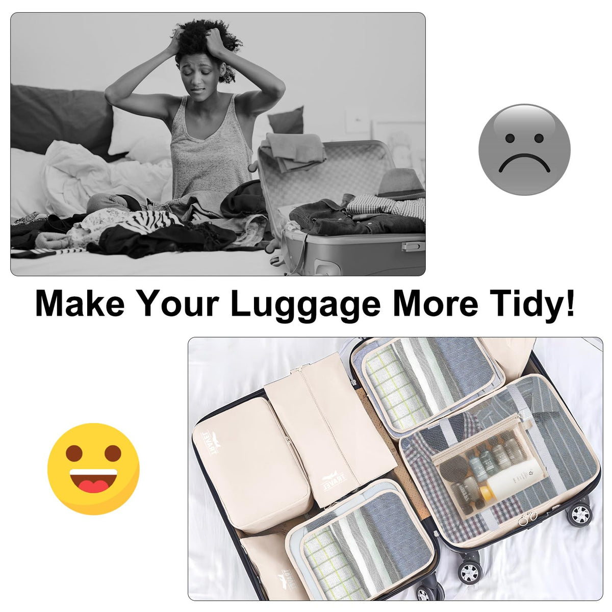 YEEYAA 10-Piece Packing Cubes Set, Beige