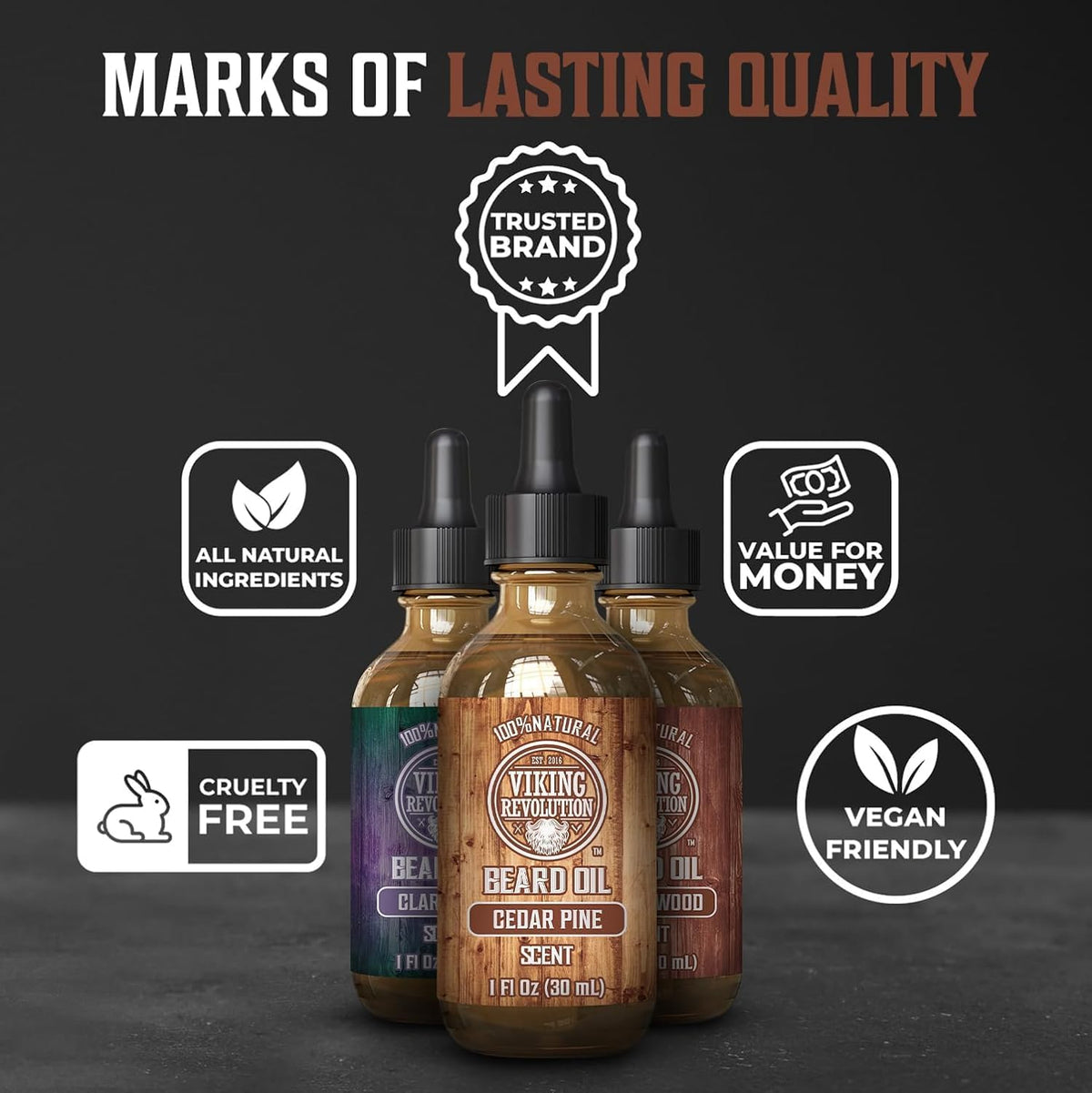 Viking Revolution Beard Oil Variety Pack, 3 x 30 mL