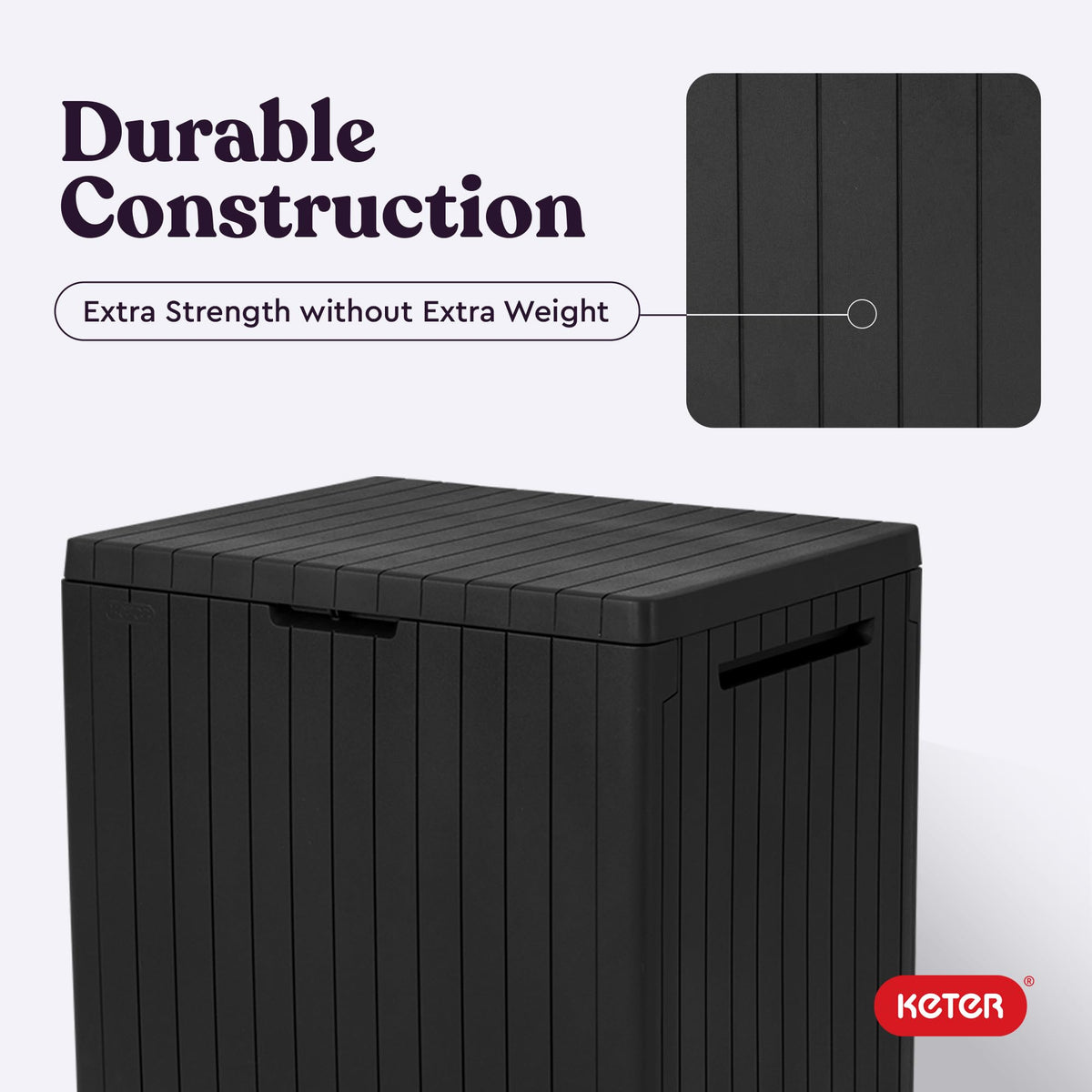 Keter City Outdoor Storage Box and Patio Side Table, 30 Gal