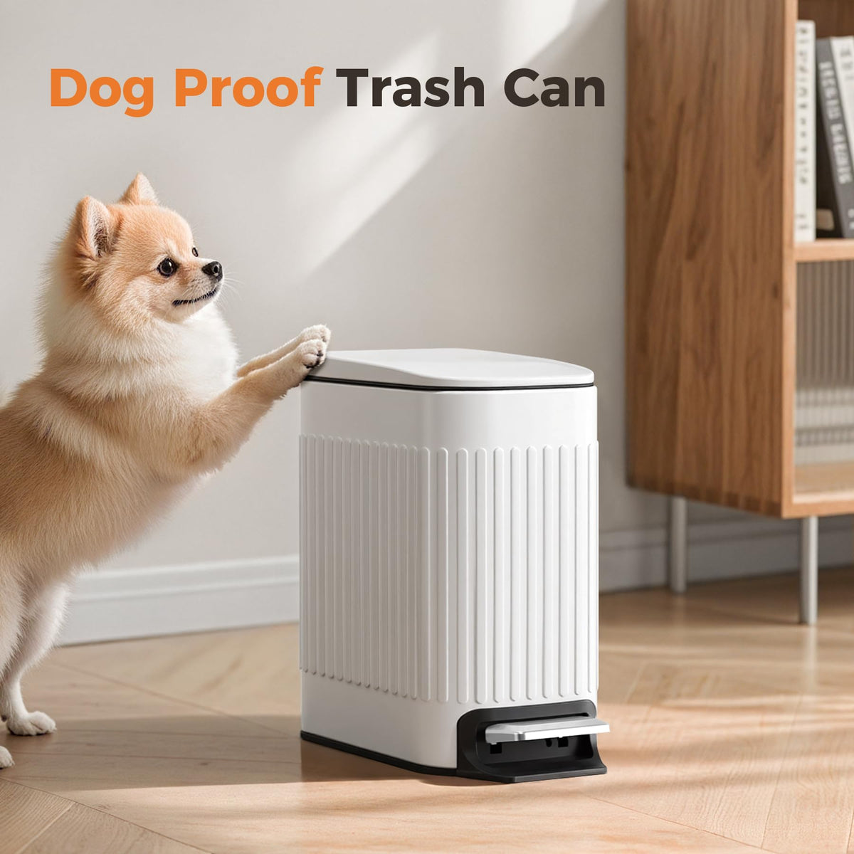 TrashAid Slim Bathroom Trash Can with Soft Close Lid, 6 Liter, White