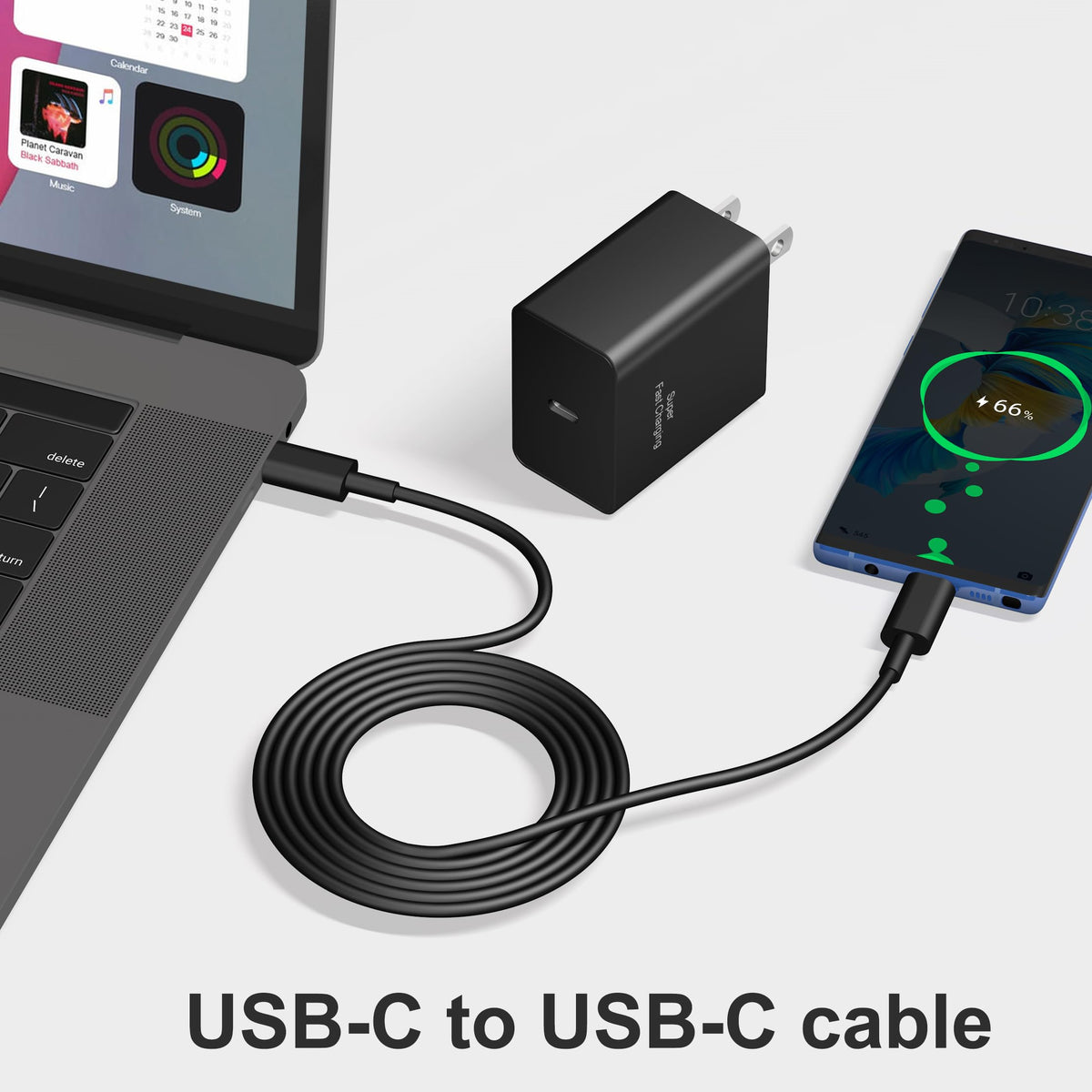 45W USB-C Fast Charger, 2 Pack with USB-C to USB-C Cable, Black