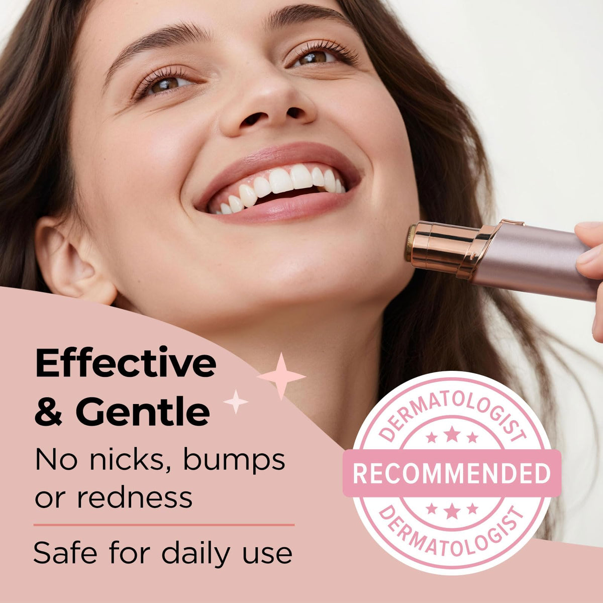 Kradaa Electric Face Razor for Women with LED Light, Rose Gold