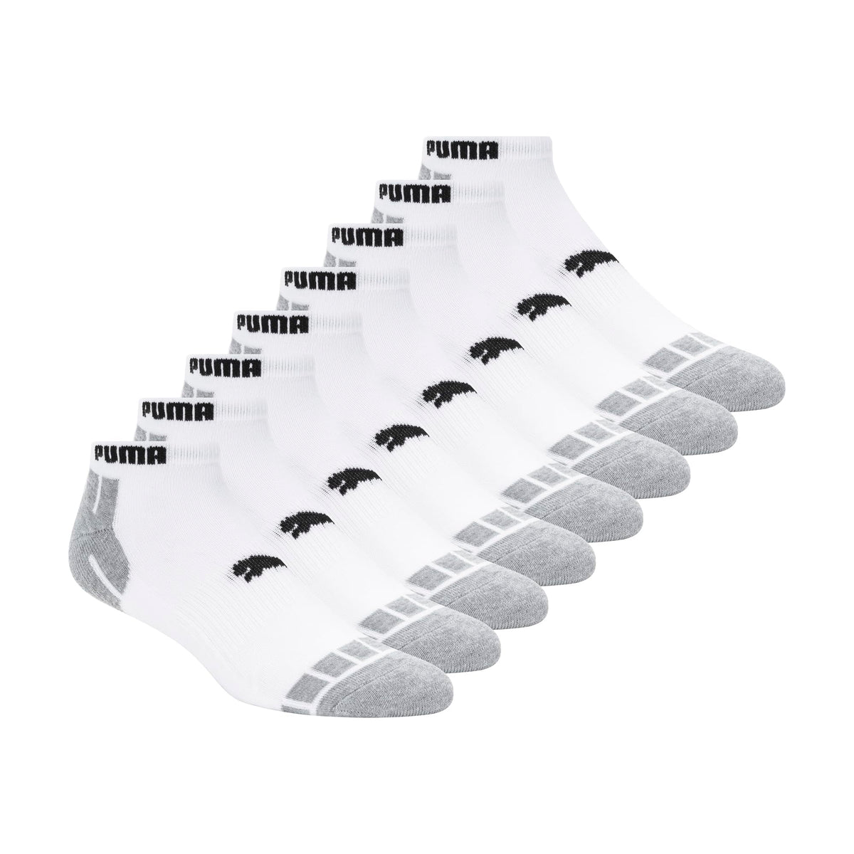 PUMA Men's Low Cut Socks, White/Black, 10-13 (8 Pack)