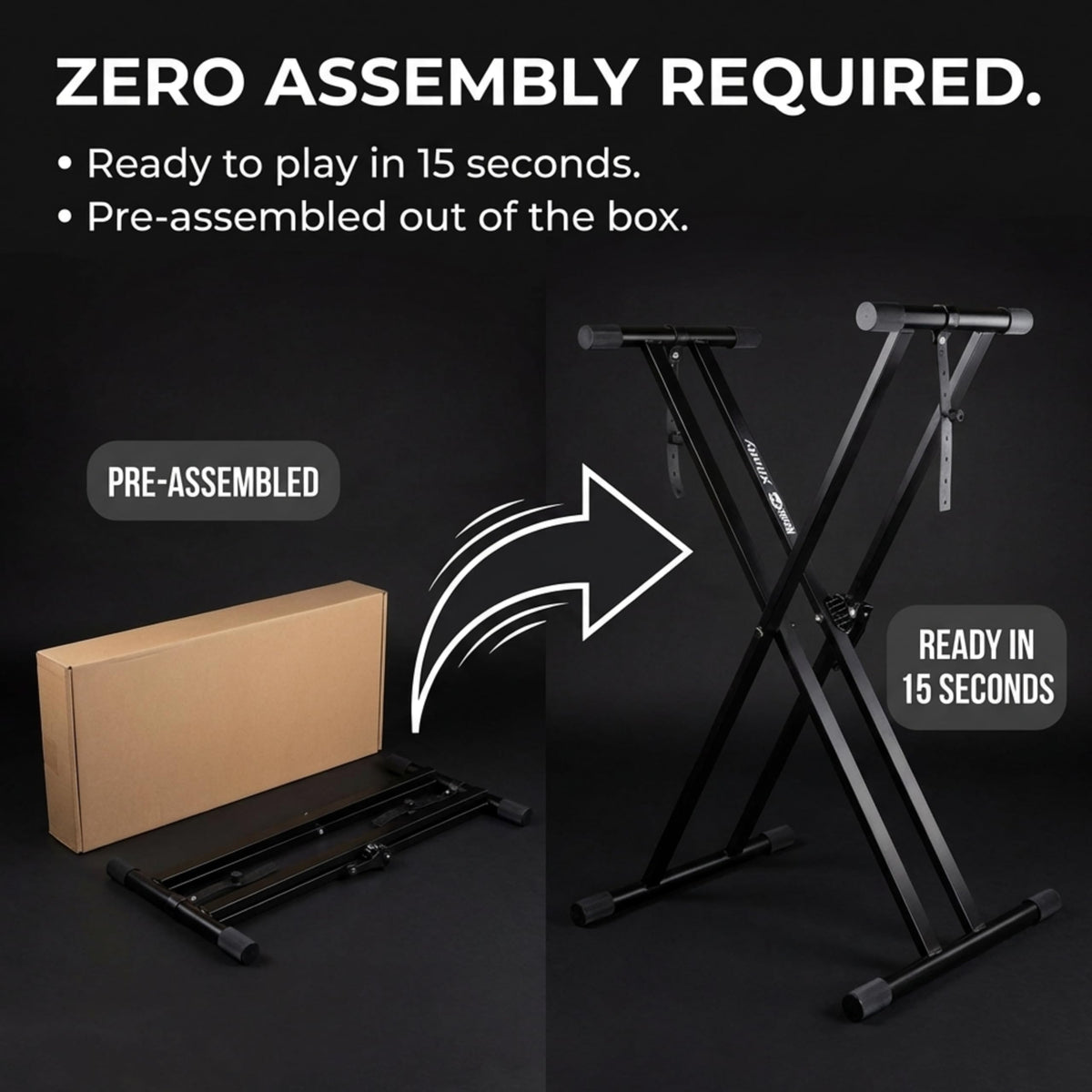 RockJam Xfinity Double-X Adjustable Piano Keyboard Stand