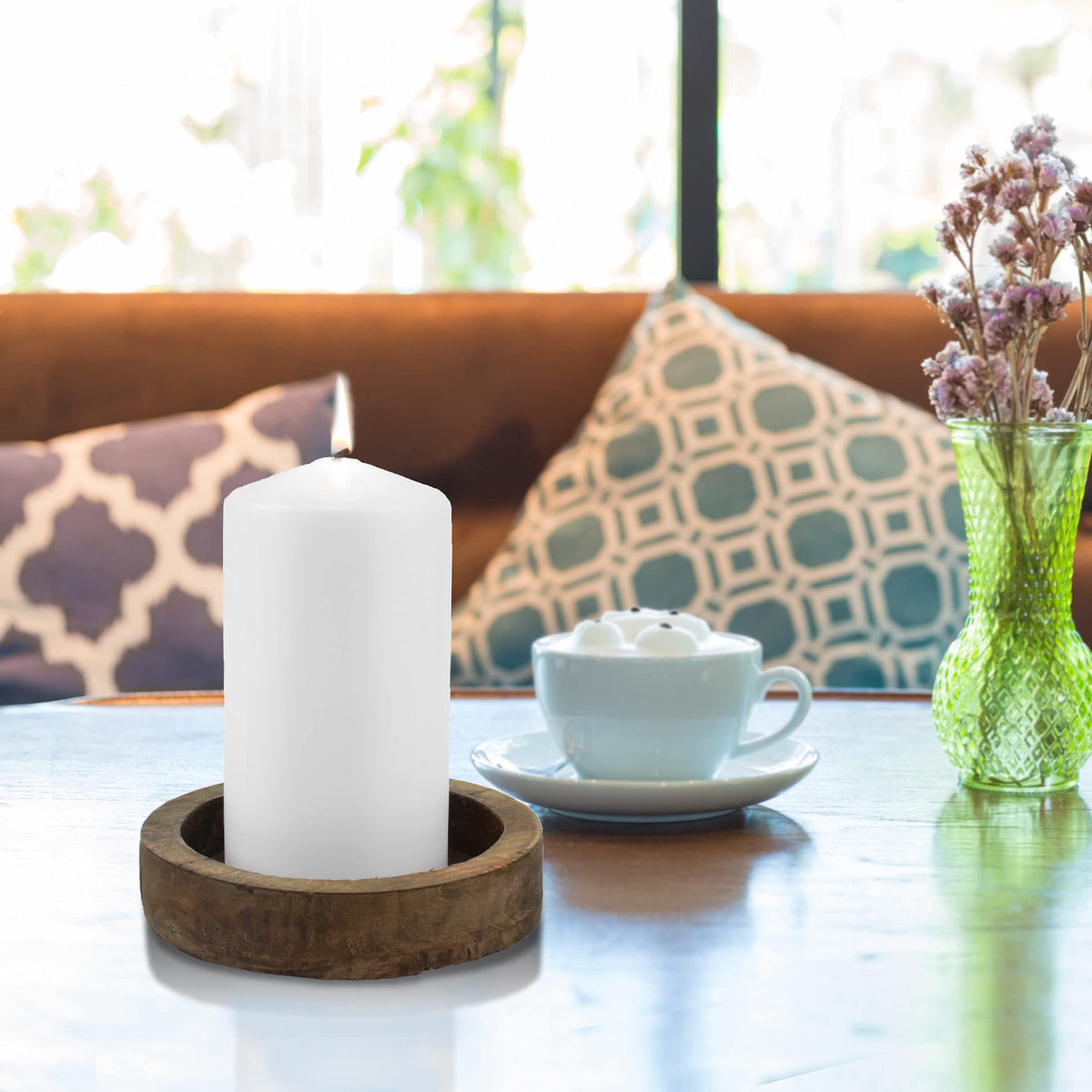 Stonebriar Unscented White Tall Pillar Candles, 3" x 6", 6 Count