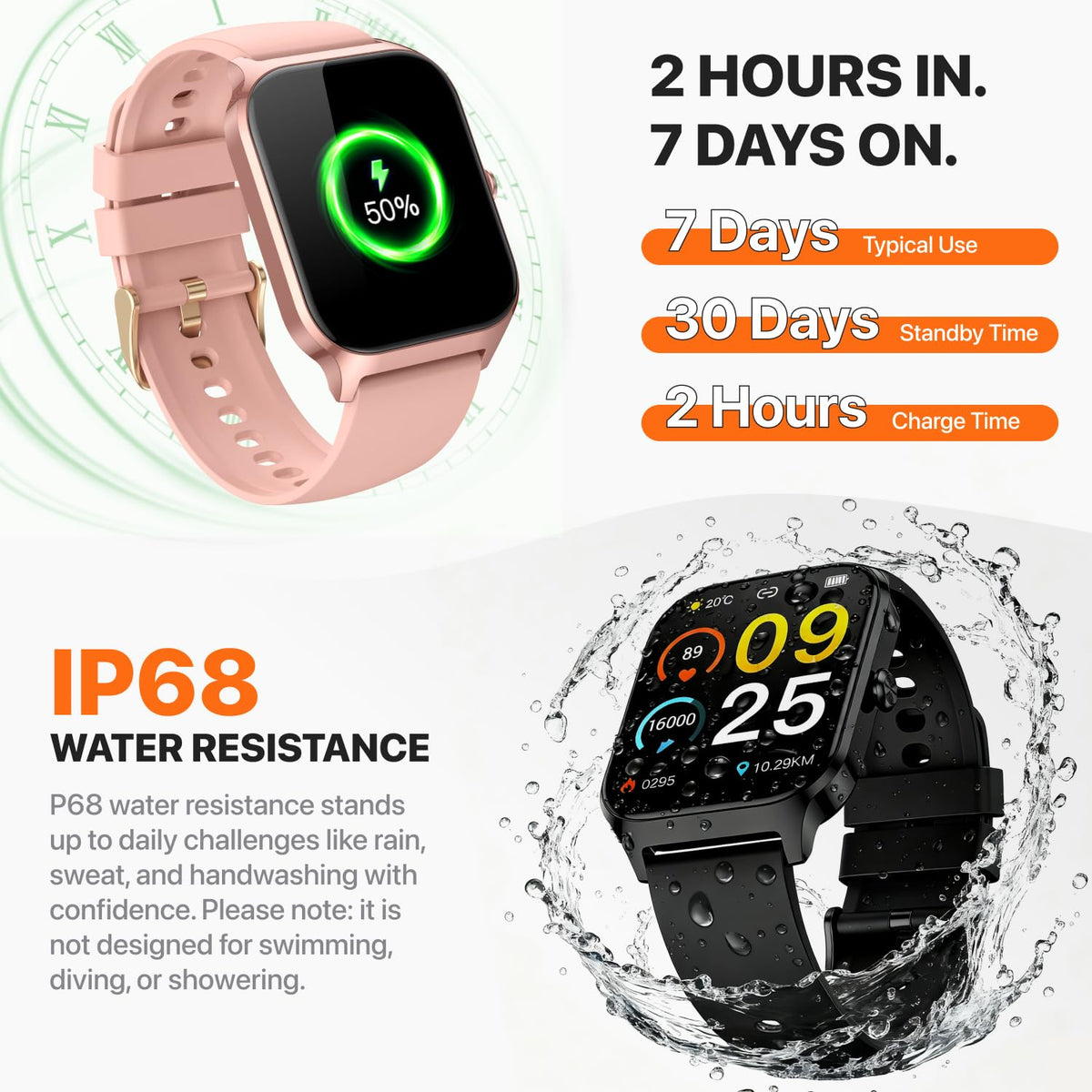 Smart Watch with Calling & Fitness Tracking, Pink, 1.83"