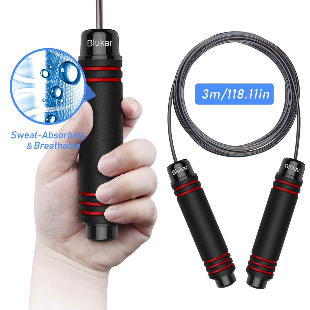 Blukar Tangle-Free Adjustable Speed Jump Rope