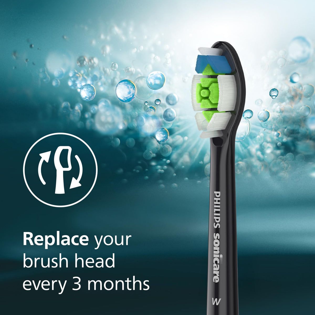 Philips Sonicare W DiamondClean Brush Heads, Black, 2 Pack, HX6062/95