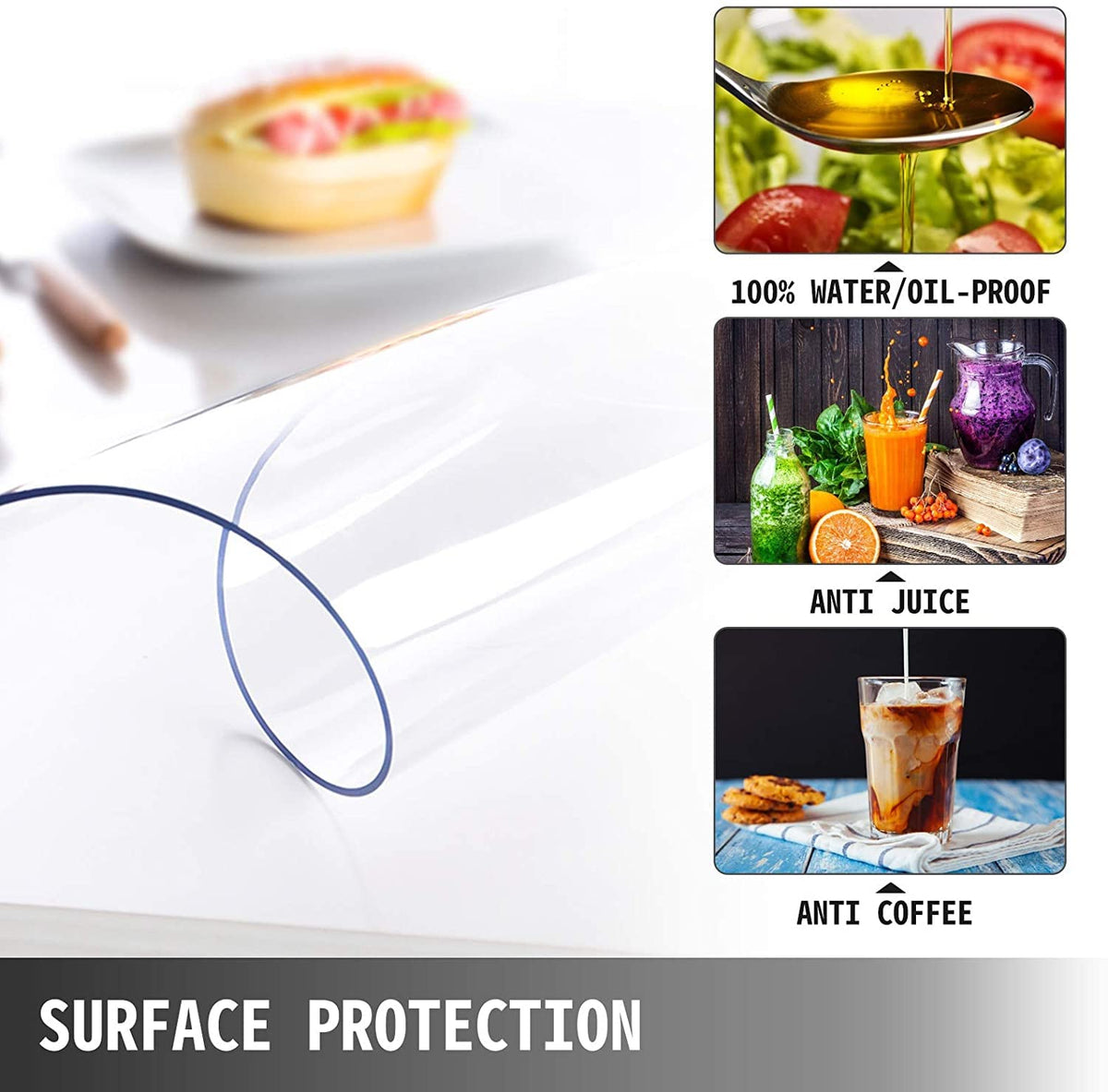VEVOR Clear PVC Table Protector, 80 x 42 Inch, 2 mm