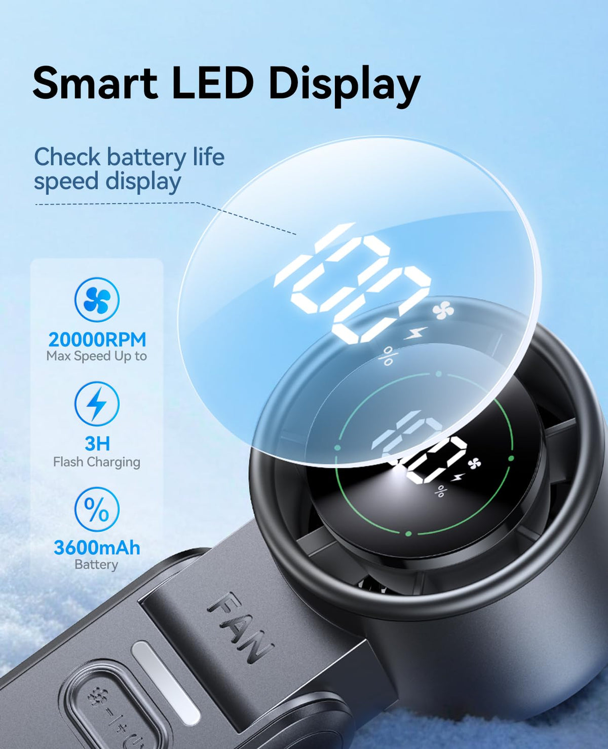 KIMMOO 3-in-1 Portable Handheld Turbo Fan -100 Speeds