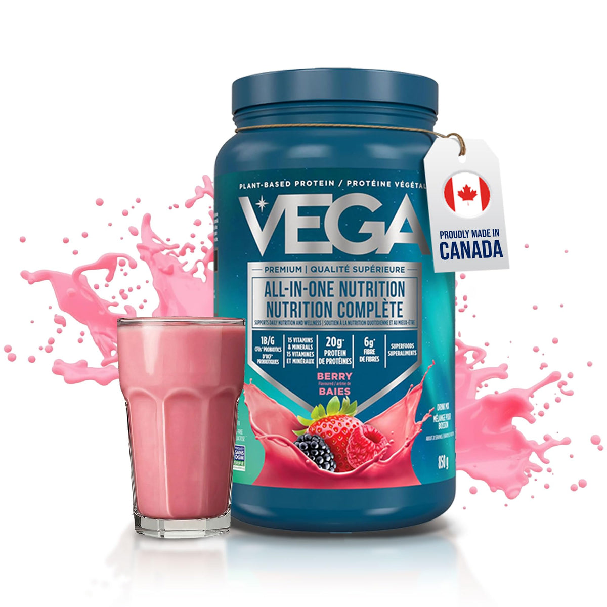 Vega Premium All-in-One Protein Powder, Berry, 850 g