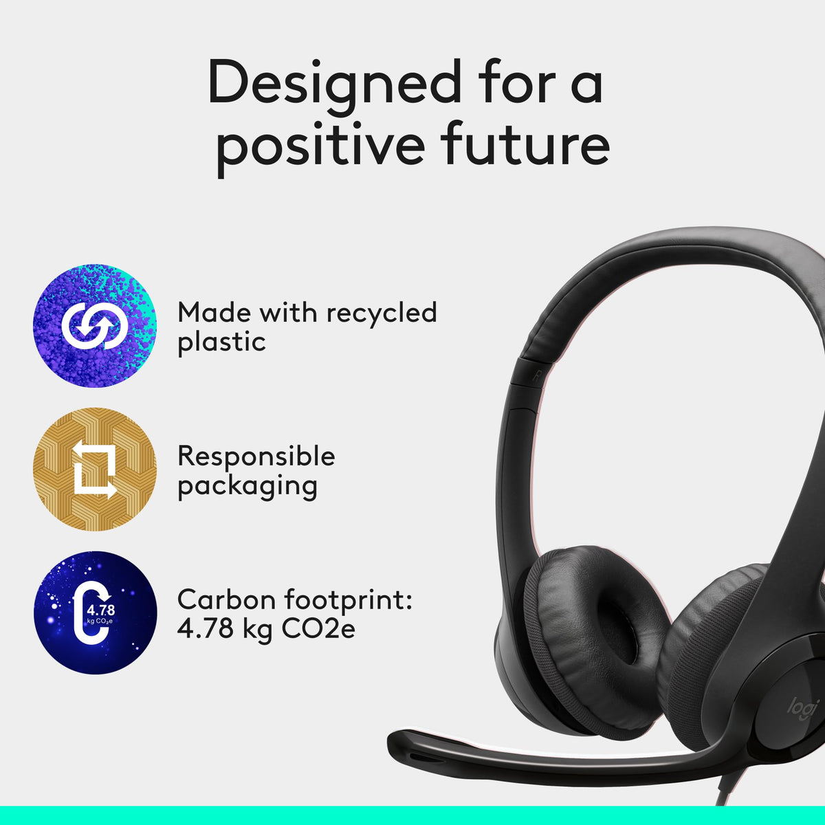 Logitech H390 Wired USB Headset, Black