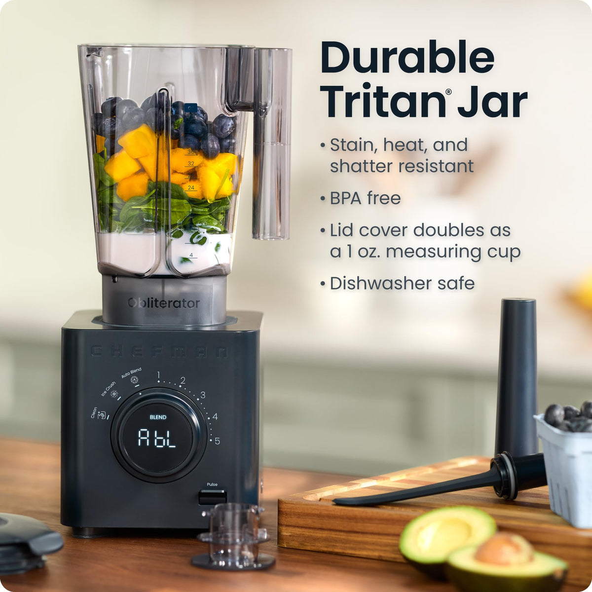 Chefman Obliterator 48 oz Countertop Blender, 1380W, Midnight