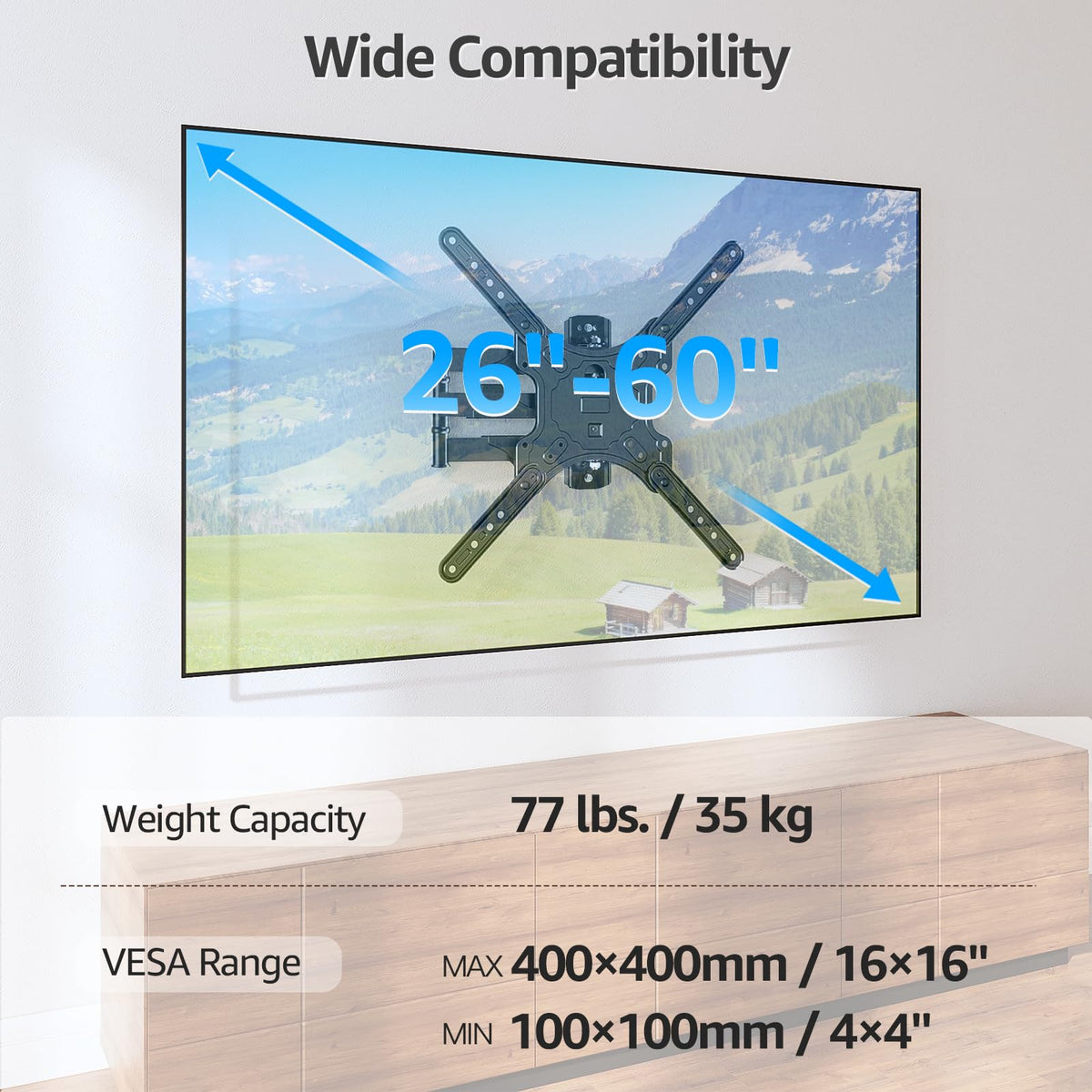 MOUNTUP MU0009 Full Motion TV Wall Mount for 26-60" TVs