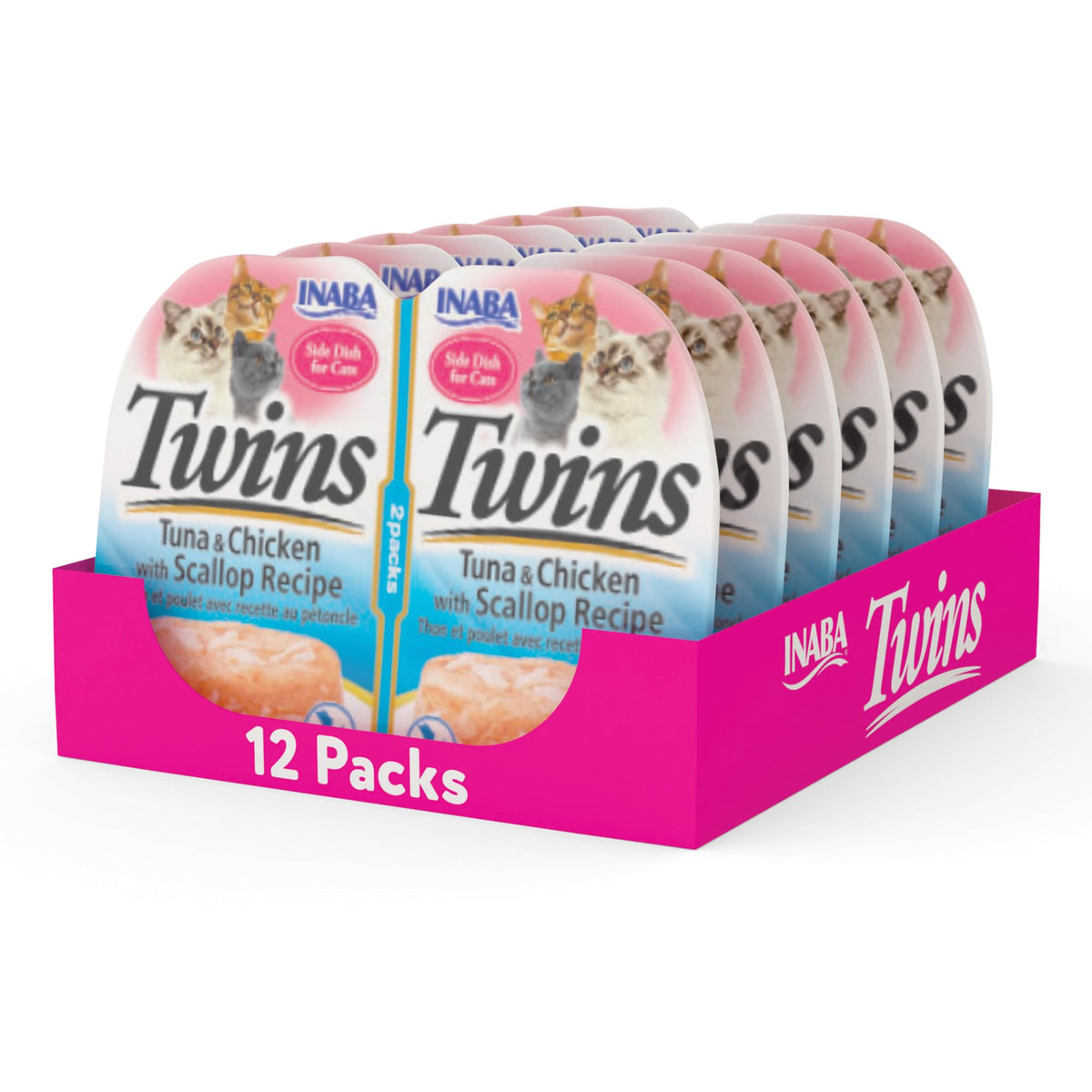Inaba Twins Cat Side Dish Cups, Tuna & Chicken with Scallop, 12 Count