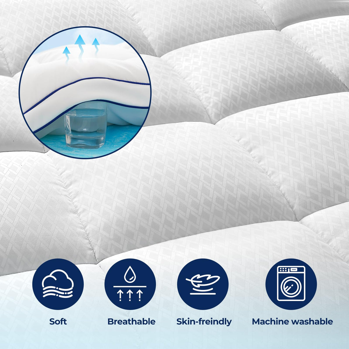 PATSBA Dual Layer Memory Foam Mattress Topper, 3 Inch, Queen