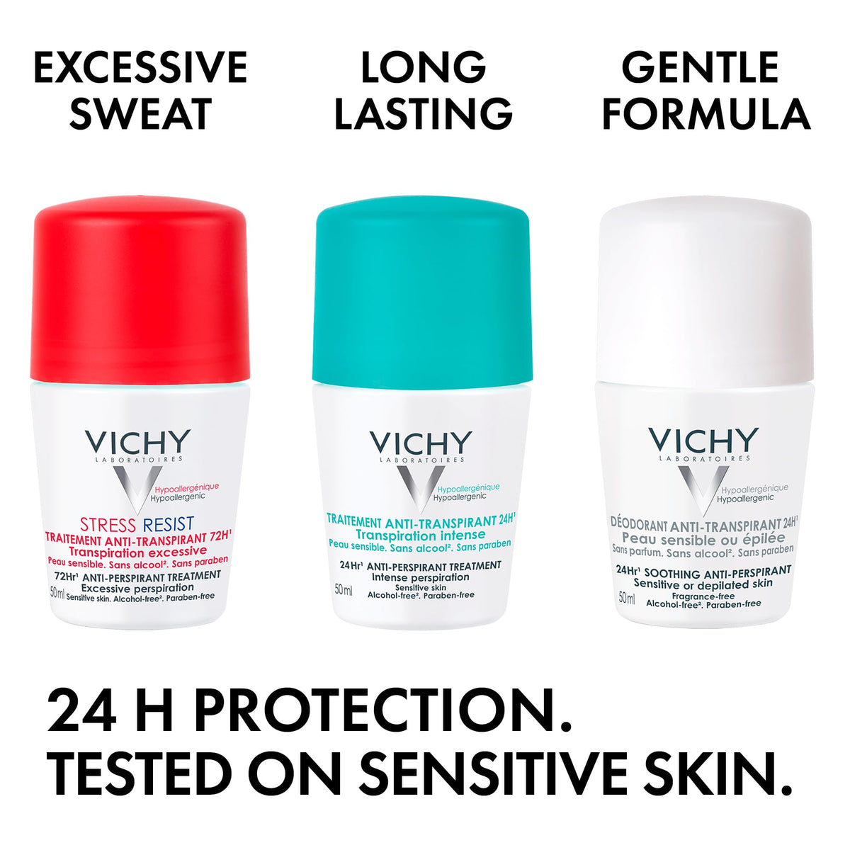 Vichy Anti-Perspirant Roll-On Deodorant, Travel Size, 50 mL