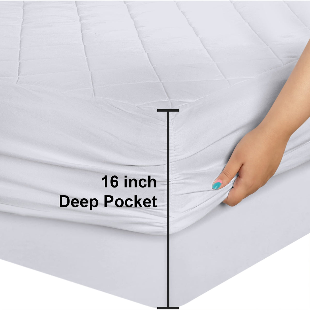 Utopia Bedding Quilted Fitted Mattress Pad, King, White