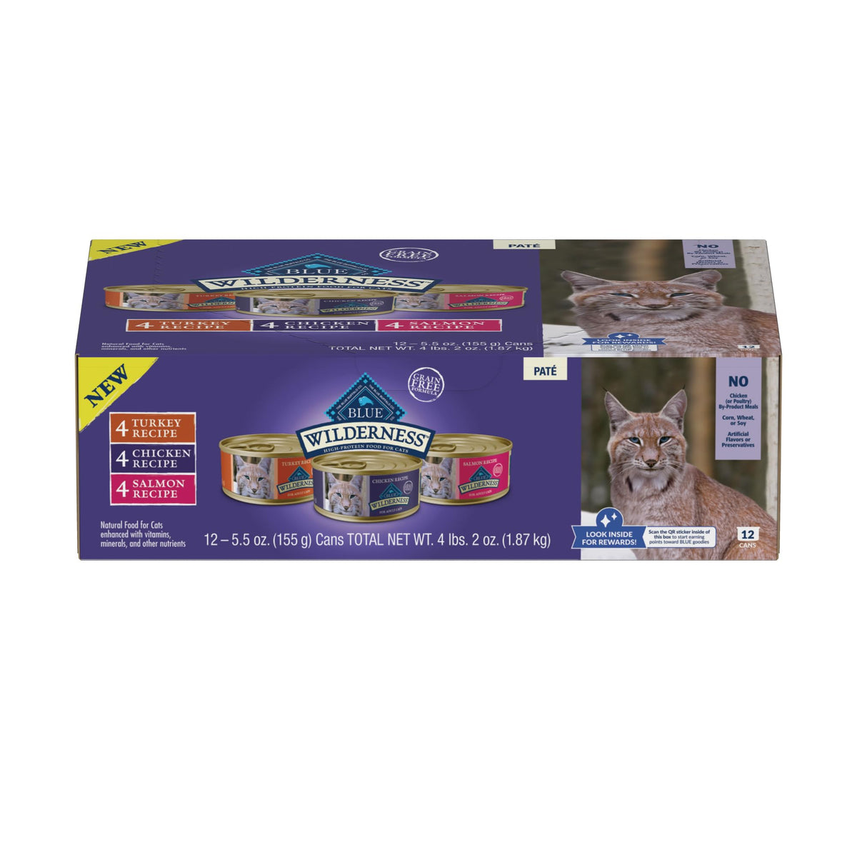Blue Buffalo Wilderness Adult Pate Wet Cat Food Variety, 12 x 5.5 oz