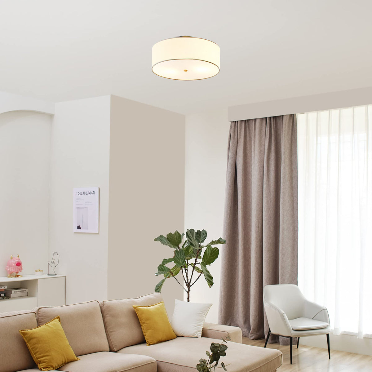 Globe Electric 60998 Kyle 2-Light Flush Mount Light, Matte Brass