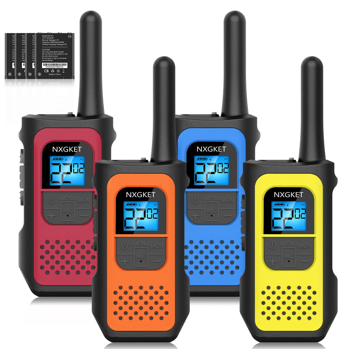 NXGKET Rechargeable Kids' Walkie Talkies, 22 Channels (4 Pack)