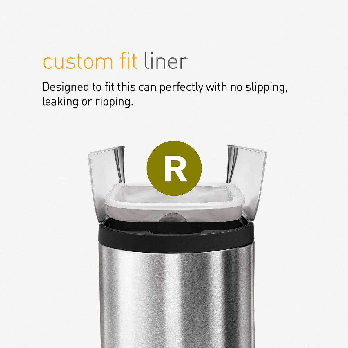 simplehuman Code R Custom Fit Trash Bags, 10 L/2.6 Gallons, 60 Count