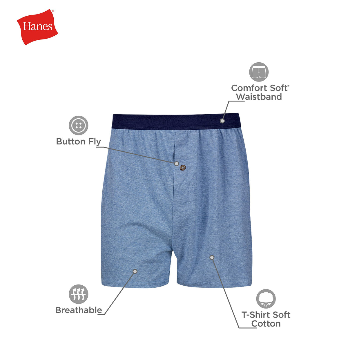 Hanes Men's ComfortSoft Knitboxer Underwear, Assorted Colours (4 Pack)