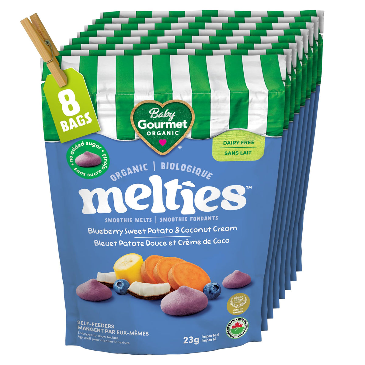 Baby Gourmet Melties Blueberry Sweet Potato Coconut Cream, 23 g x 8
