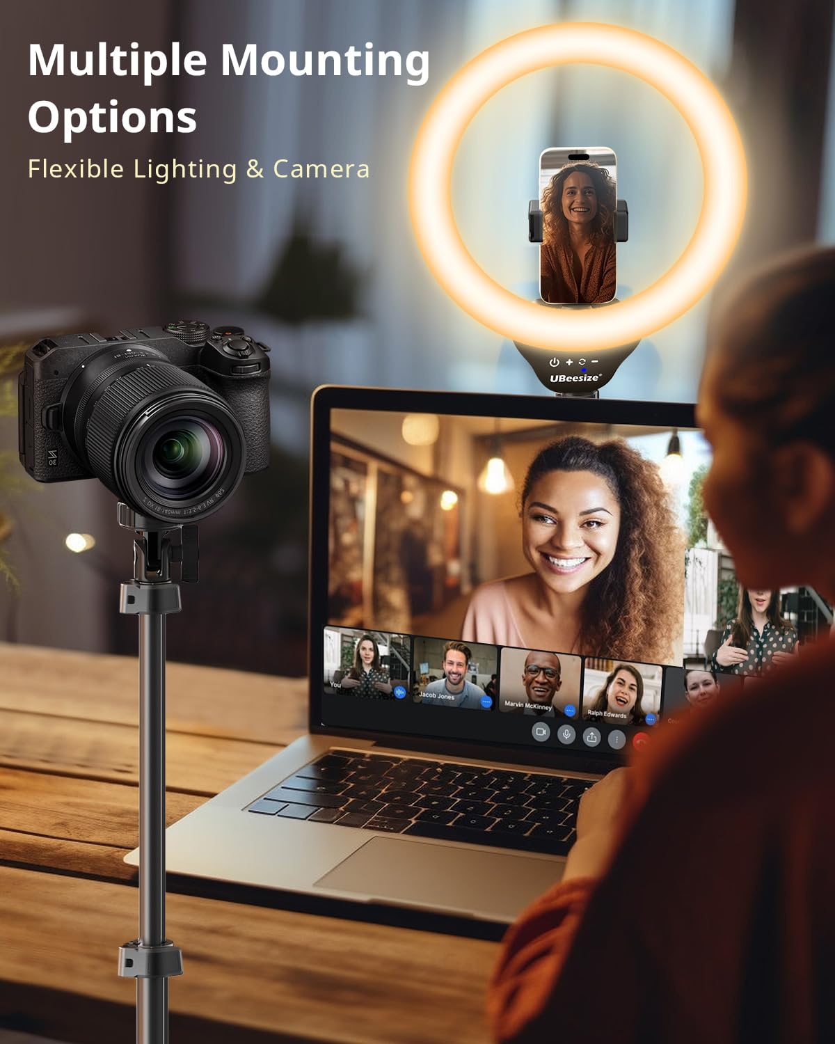 UBeesize Ring Light with 62 in Tripod Stand, 12 in