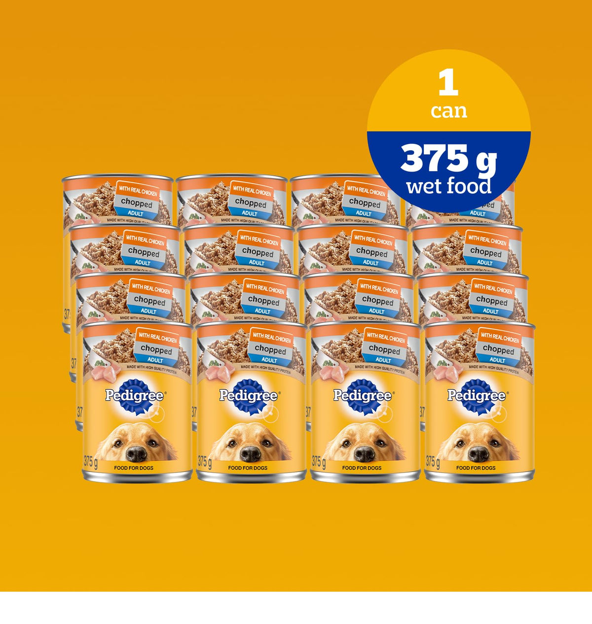 Pedigree Chopped Wet Dog Food, Chicken Dinner, 375g, 12 Pack